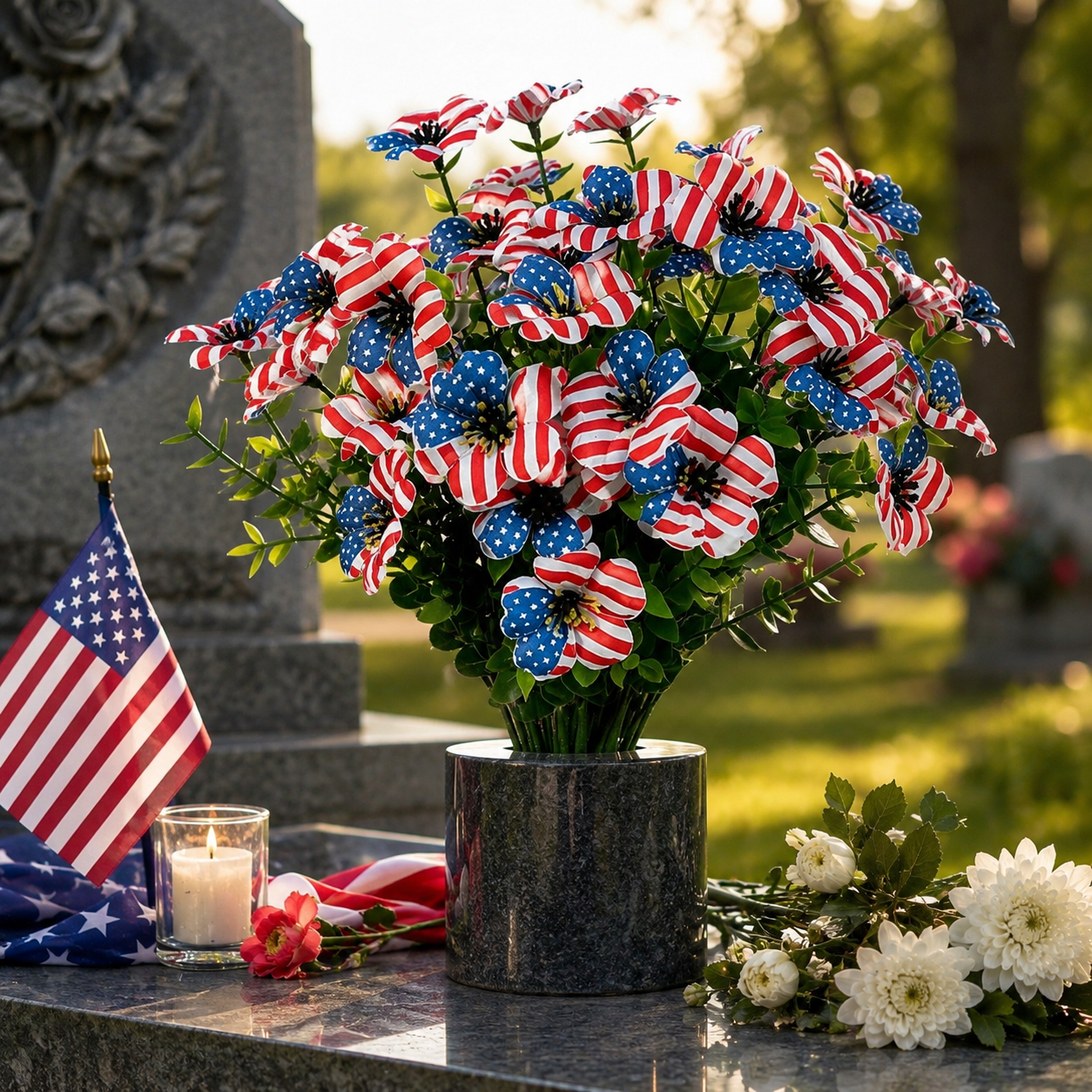 Red, White & Blue Artificial Violet Bouquet