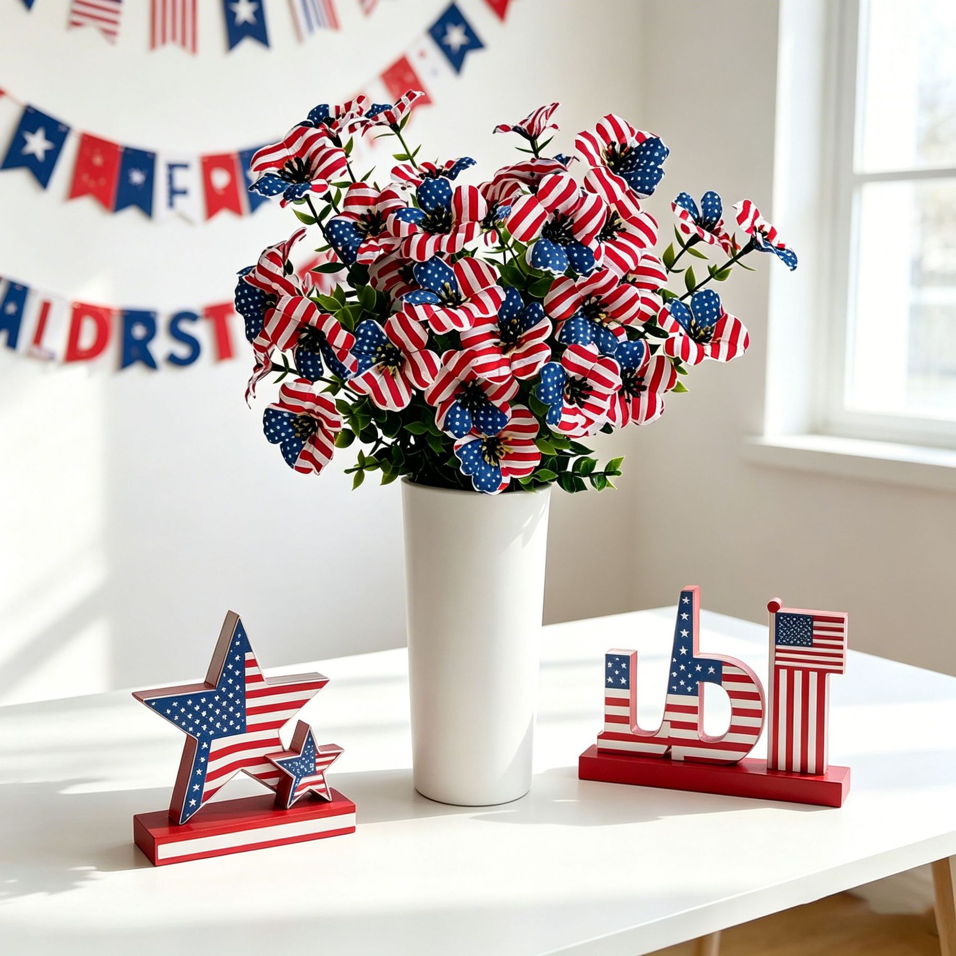 Red, White & Blue Artificial Violet Bouquet