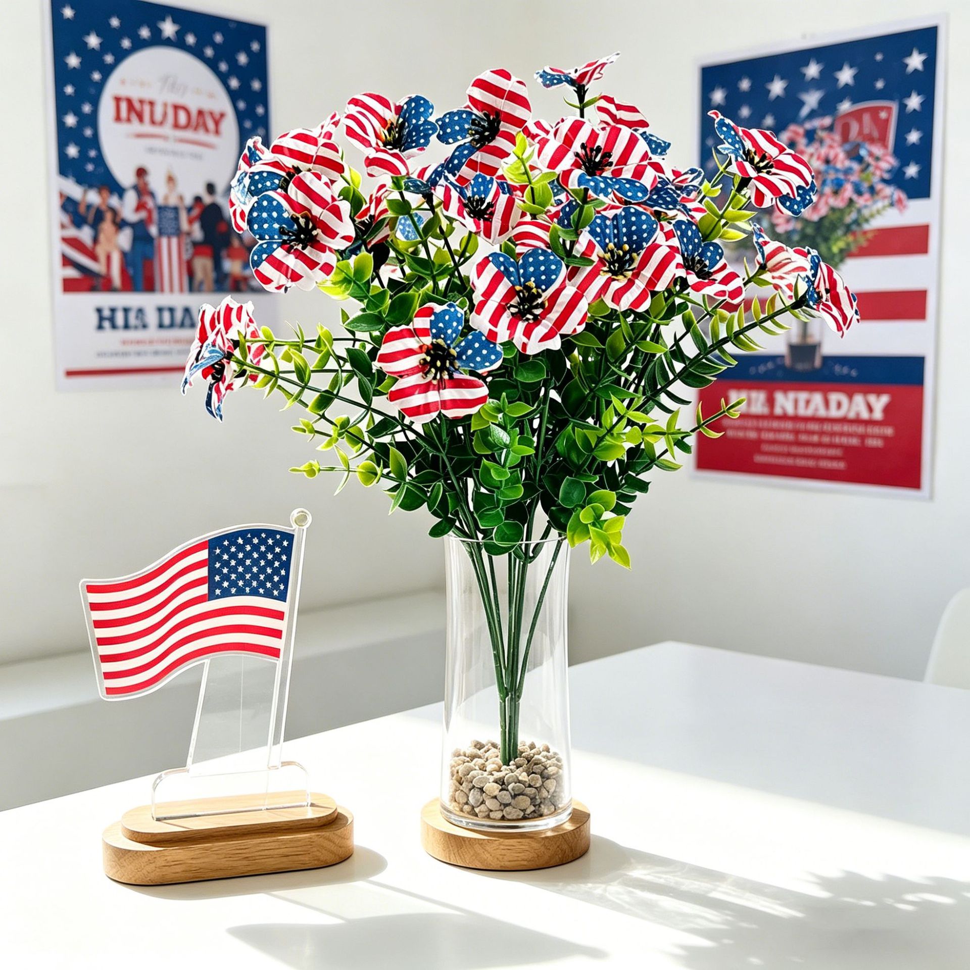 Red, White & Blue Artificial Violet Bouquet