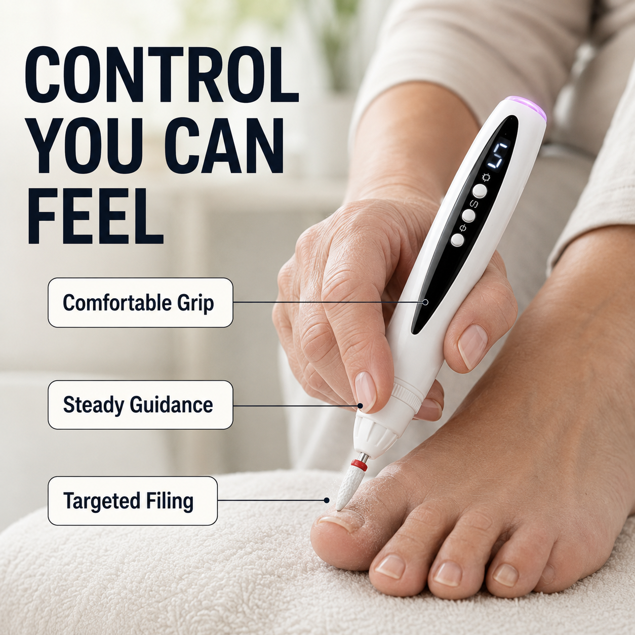 Electric Nail Grinder for Thick Nails — Safe, Painless & Easy-Reach for Seniors