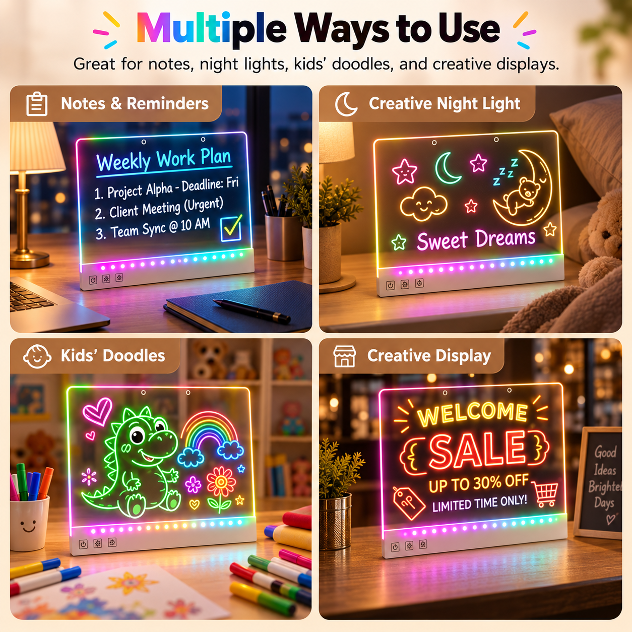 RGB Rechargeable Glow Drawing Board