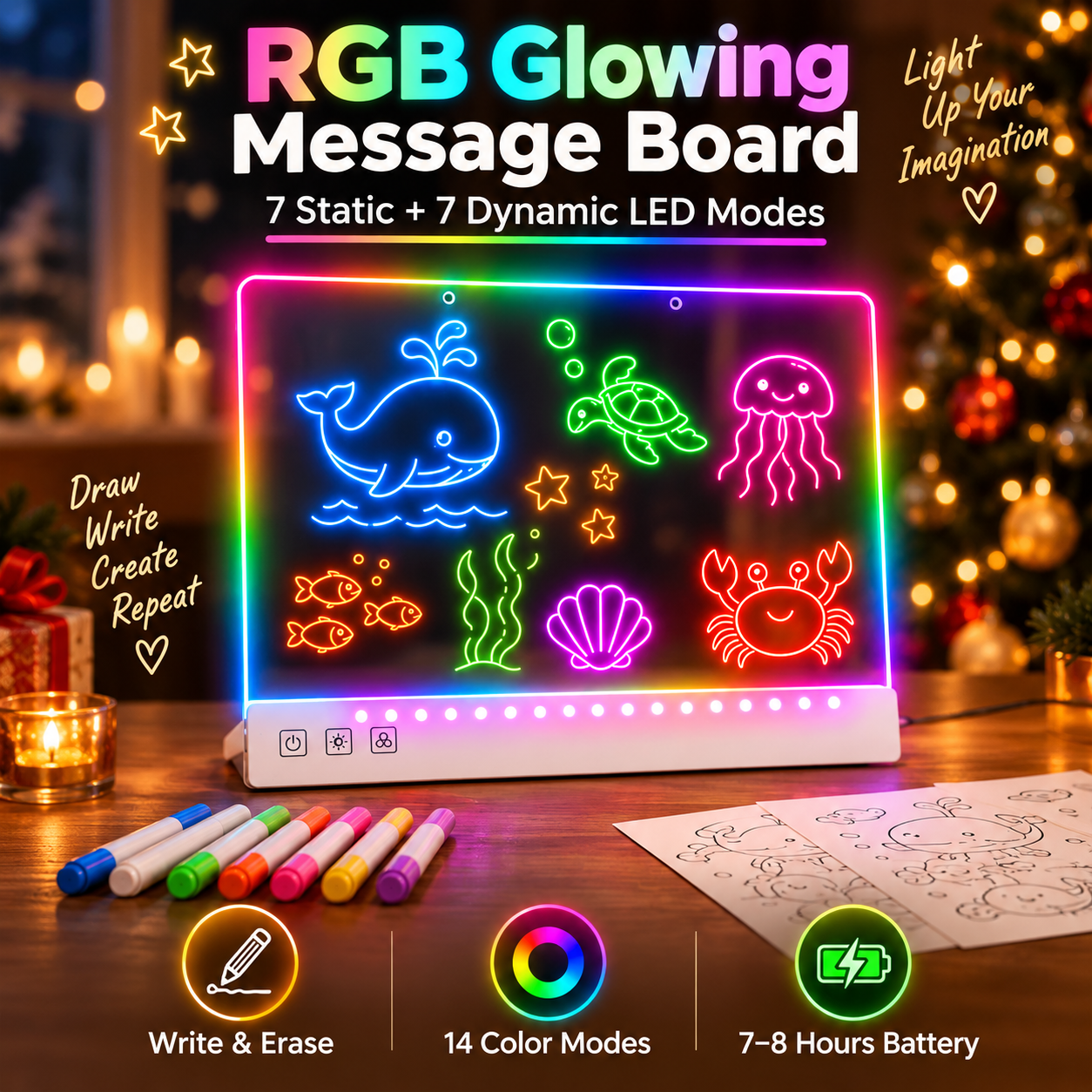 RGB Rechargeable Glow Drawing Board