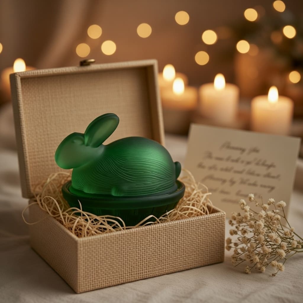 Easter Covered Frosted Crystal Bunny Candy Jar