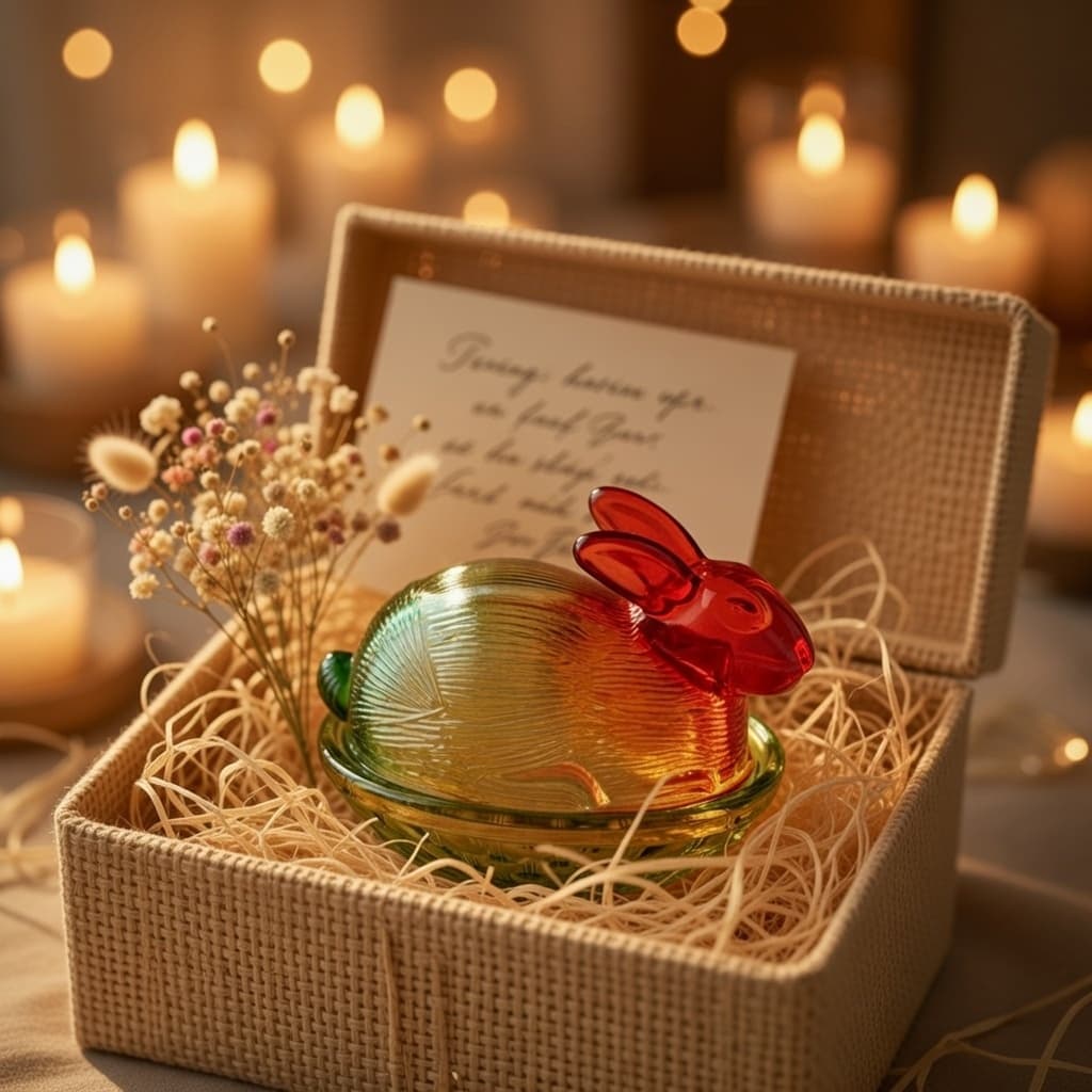 Easter Covered Frosted Crystal Bunny Candy Jar