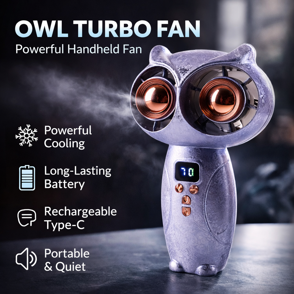🦉 Mini Owl Handheld Powerful Cooling Fan