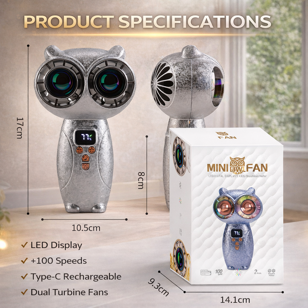 🦉 Mini Owl Handheld Powerful Cooling Fan