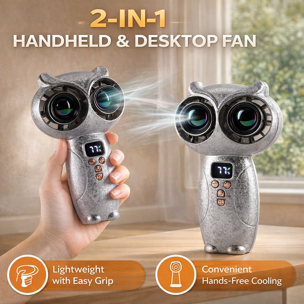 🦉 Mini Owl Handheld Powerful Cooling Fan