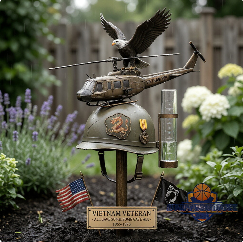 Vietnam Veteran Memorial Garden Stake with Rain Gauge 🇺🇸🦅