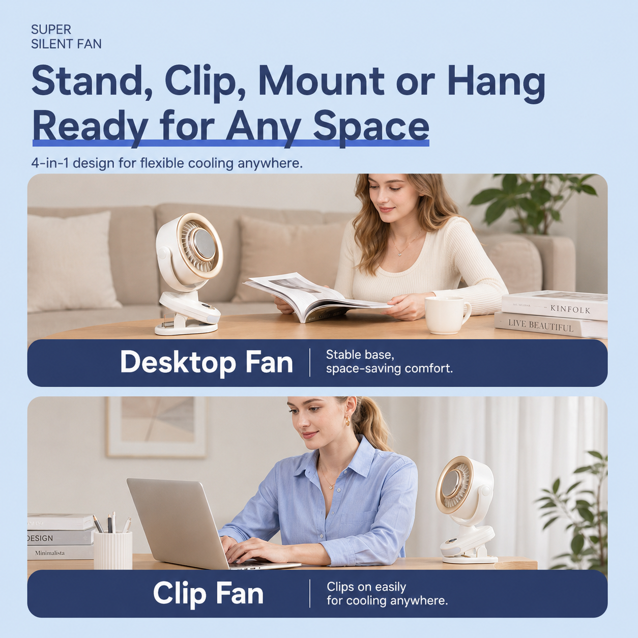 Rechargeable Clip-On Cooling Fan with Ice-Cooling Plate