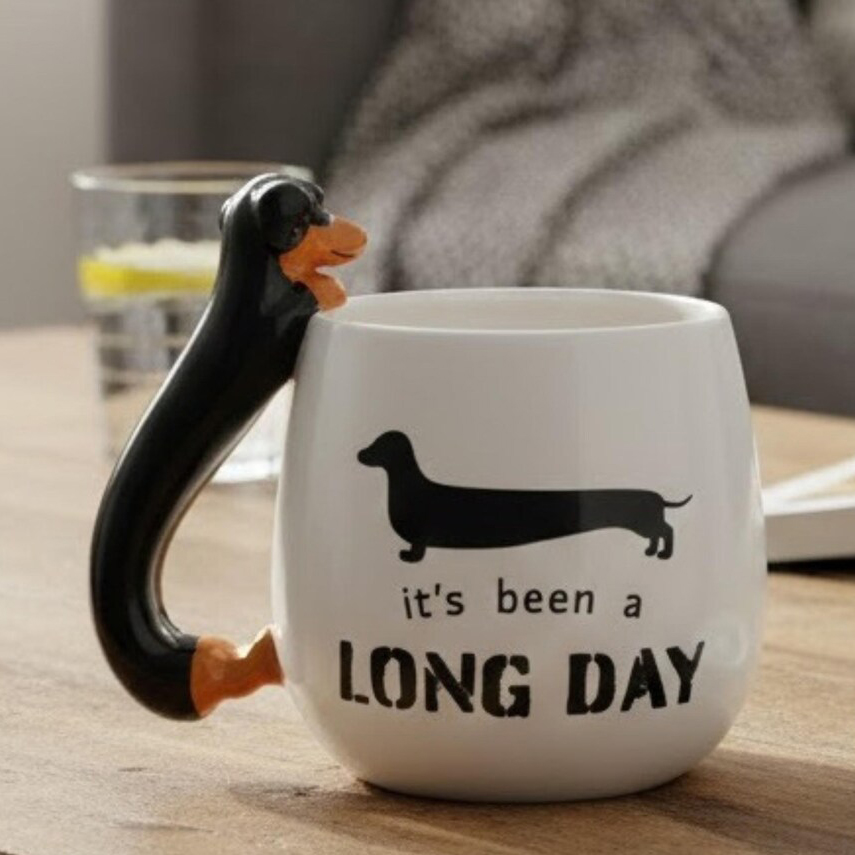 Dachshund Mug Ceramic Funny Dog Lover Gift 3D Sausage Dog Coffee Cup