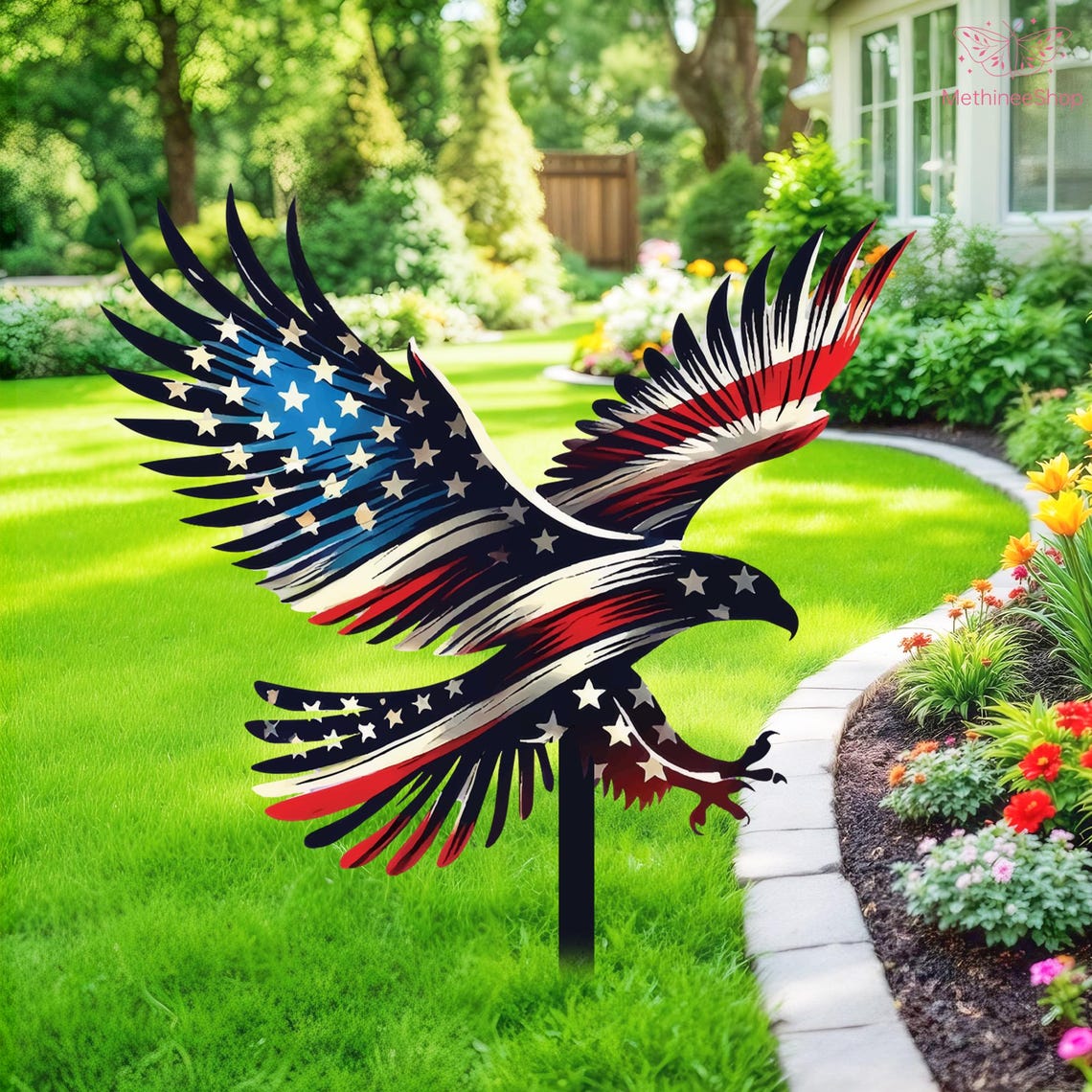 The American Flag Eagle Garden Stake