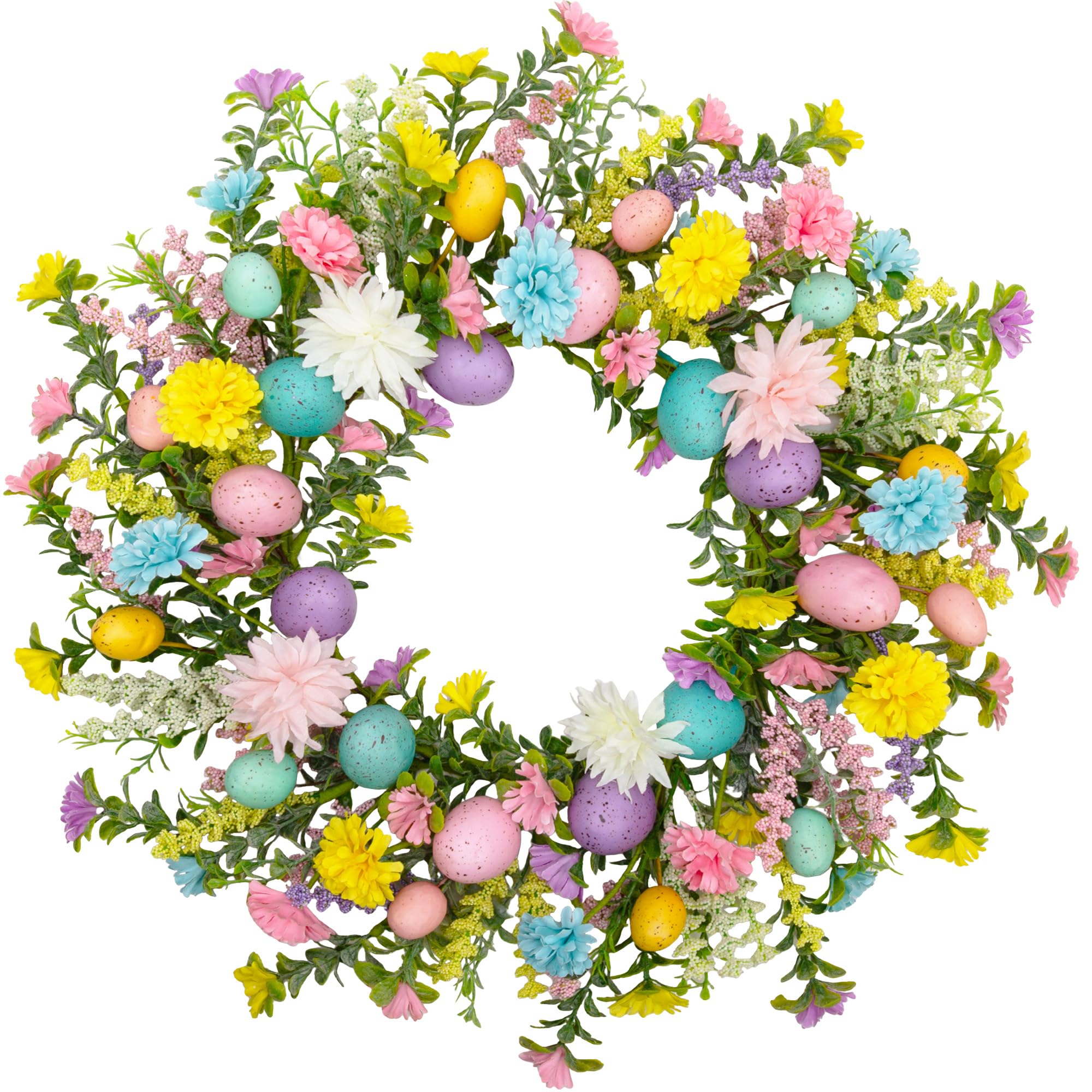 Easter Door Wreath Spring Wreath with Pastel Eggs and Mixed Twigs