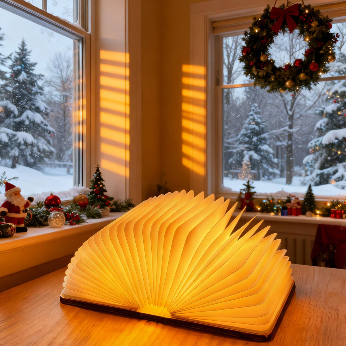 3 Colors Folding Wooden Book Lamp