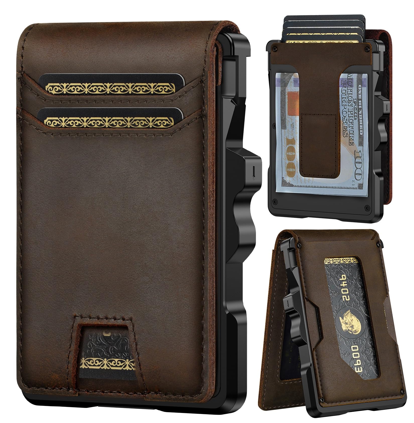 Genuine Leather Slim RFID Minimalist Wallet for Men
