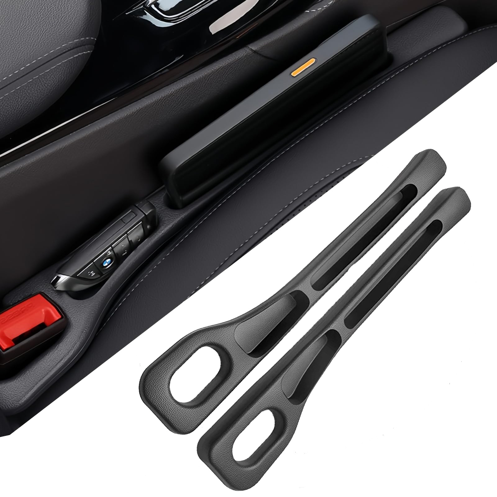 🔥 Universal Car Seat Gap Filler Strip – Anti-Drop Pad with Seatbelt Slot