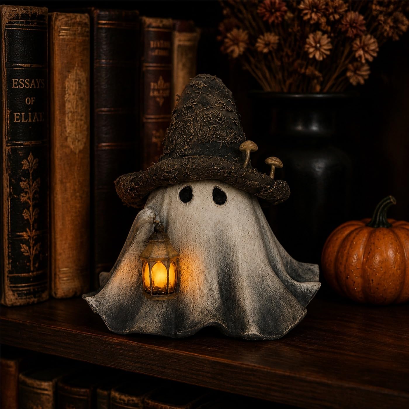 Witch Hat Mushroom Ghost Lantern Halloween Bookshelf Ornament