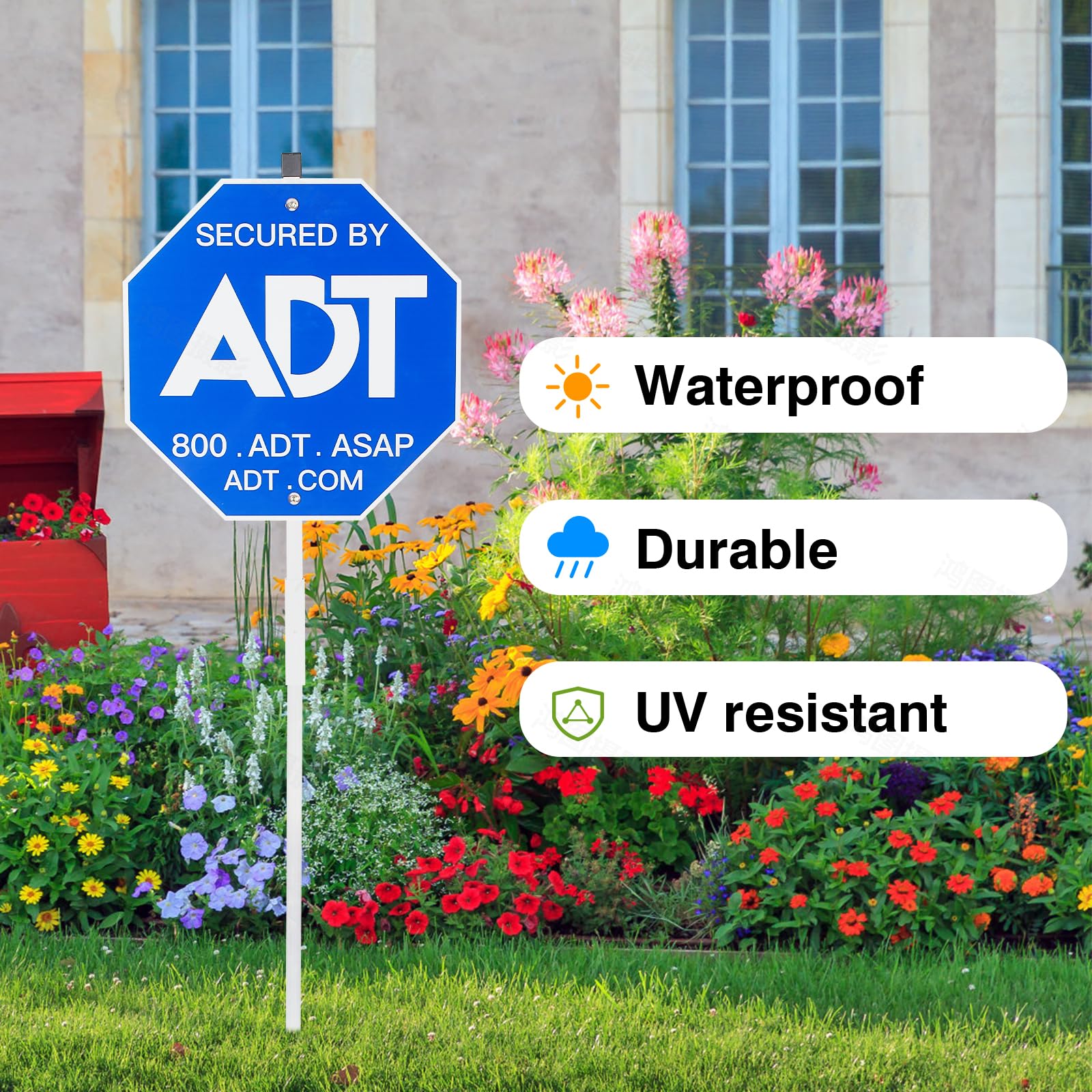 Security Signs 28" ADT Yard Sign with Aluminum Stake, Heavy Duty Weatherproof
