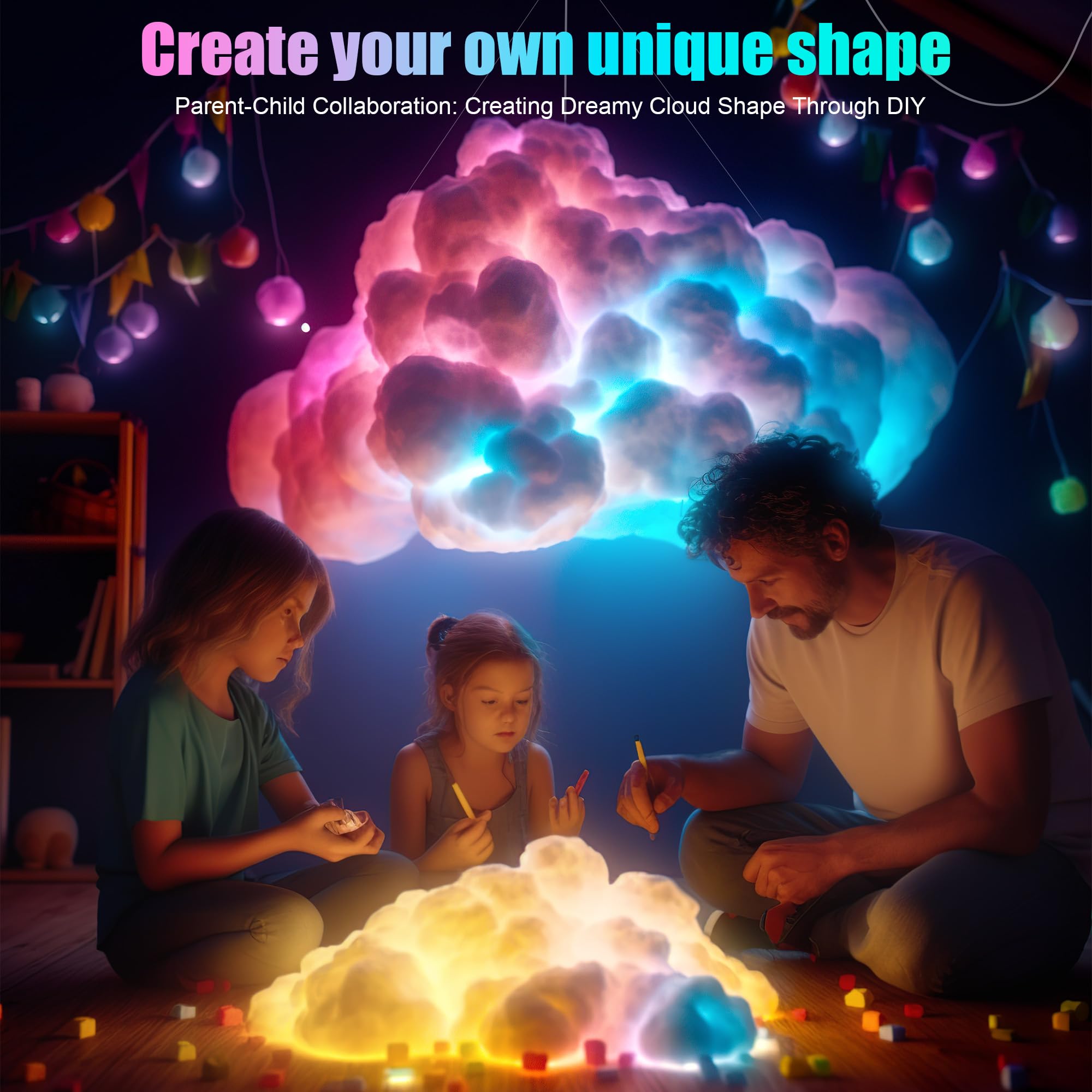 LED 3D Big Cloud lightning Light