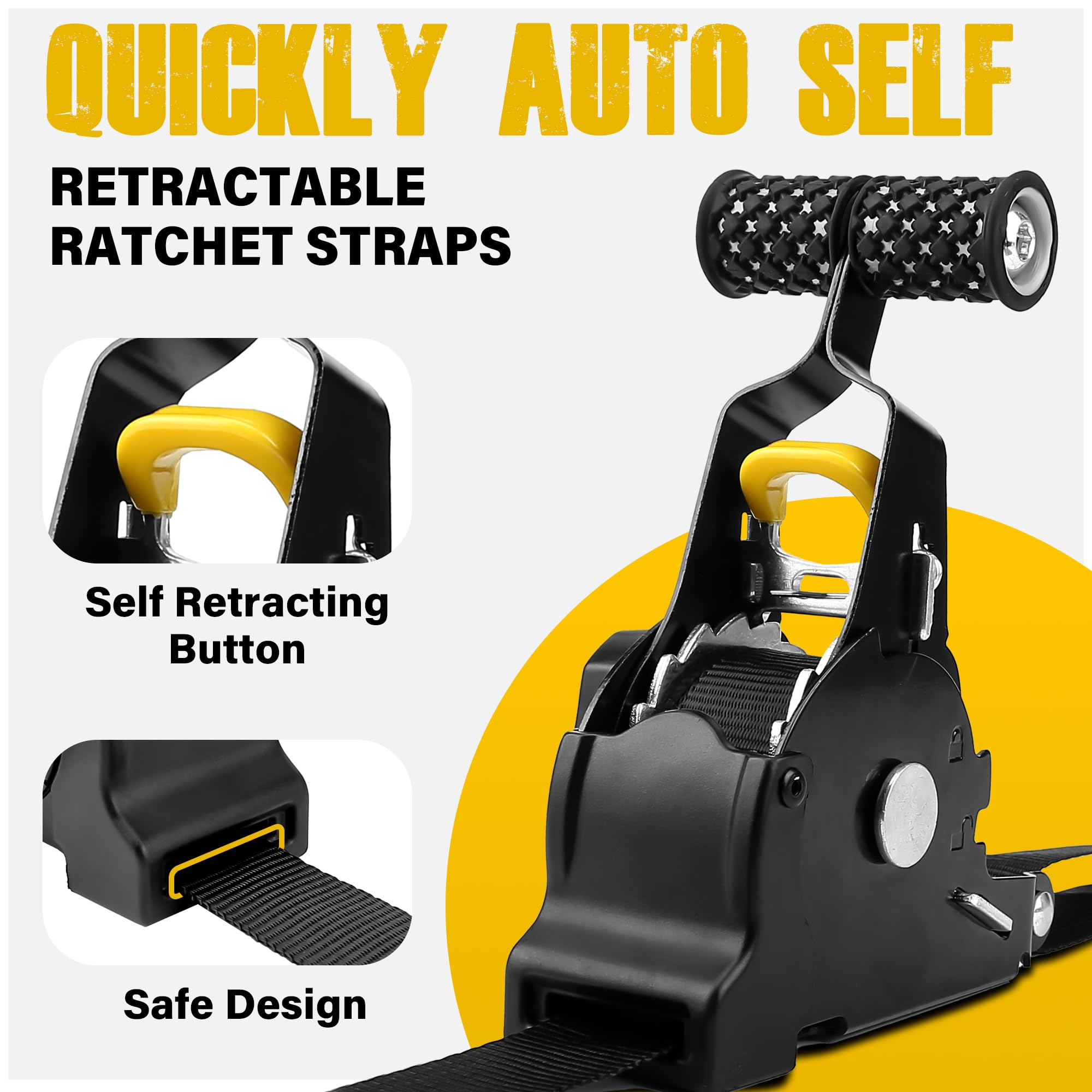 9.8ft. Retractable Ratchet Tie-Down Straps