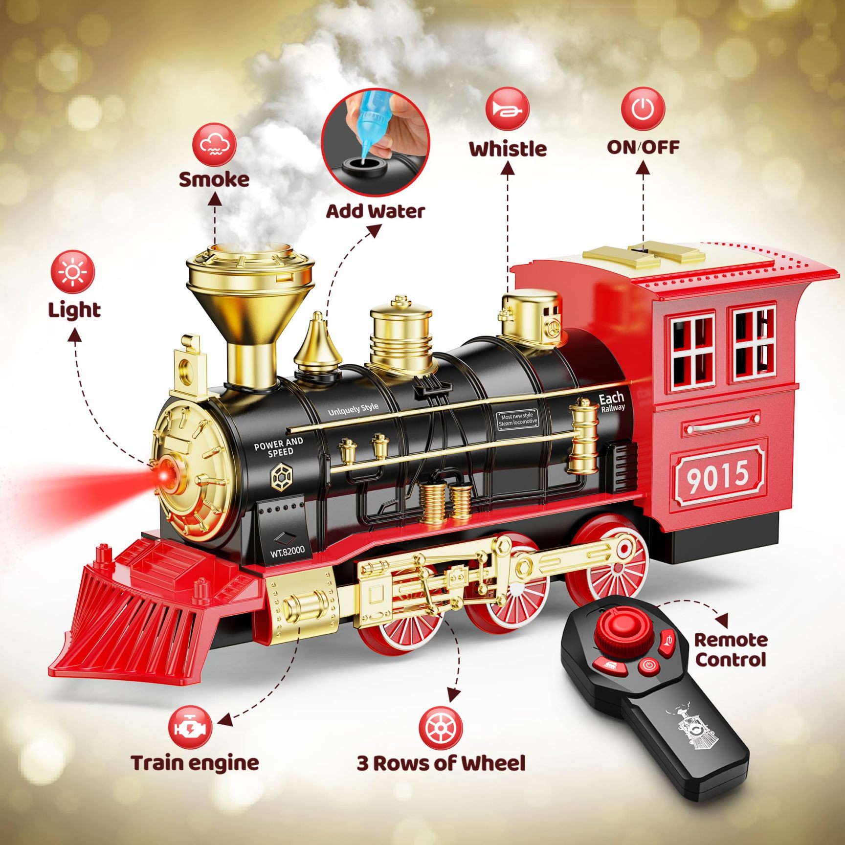 🚂Christmas Remote Control Train Set – Realistic Steam, Lights & Sounds