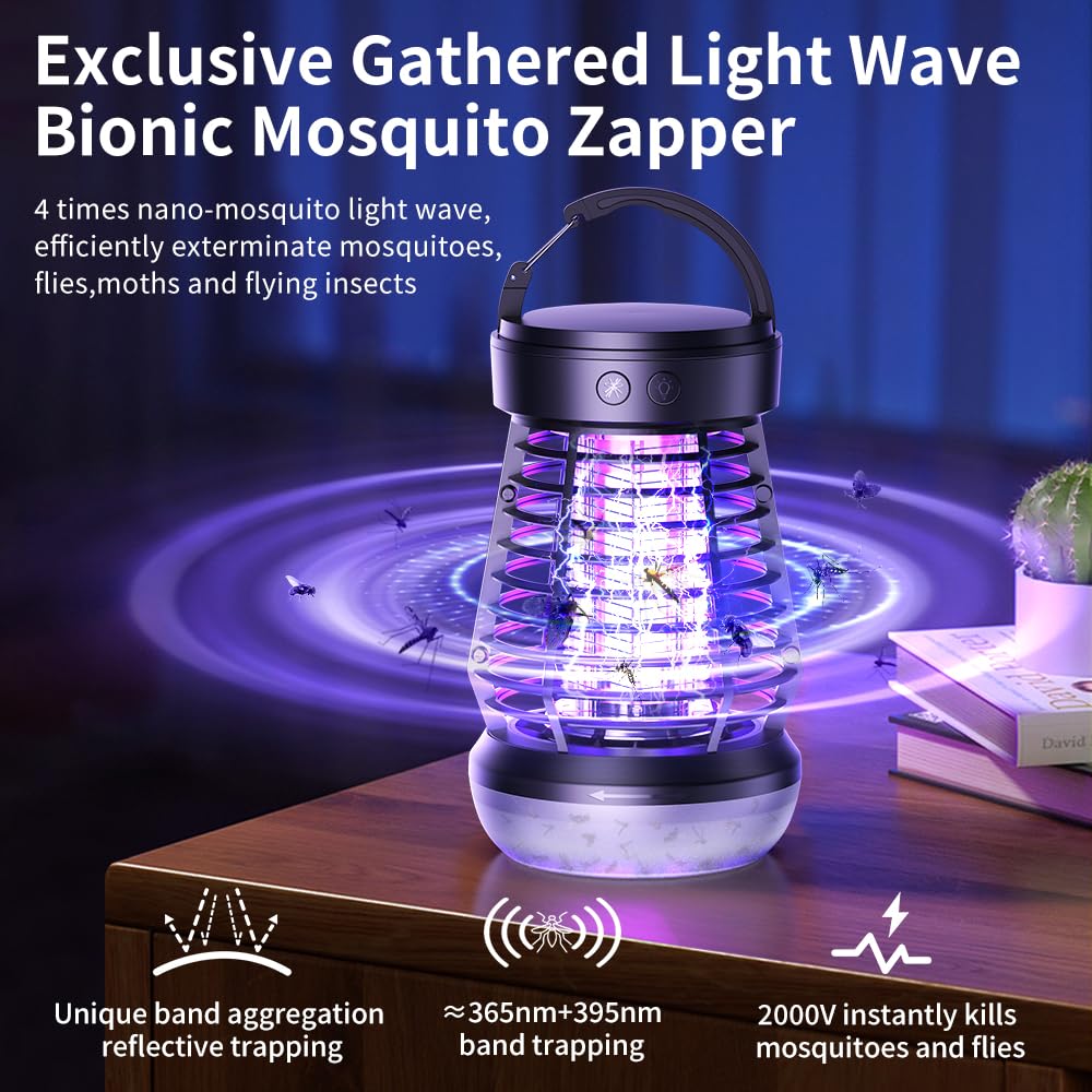 2025 Upgraded Mosquito Zapper 3-in-1 Rechargeable Mosquito Killer & Camping Lamp