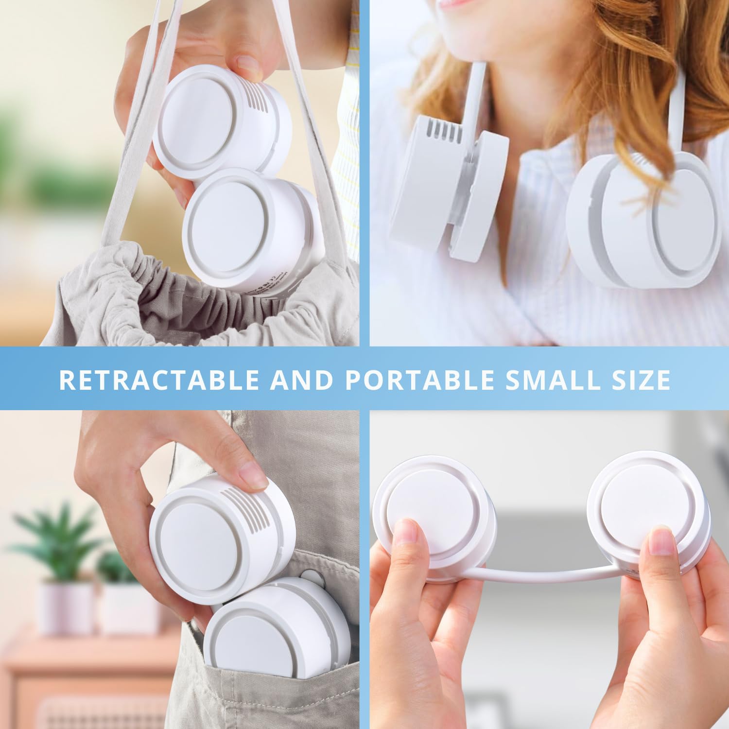 Portable Bladeless Neck Fans, 4000mAh Foldable Rechargeable Bladeless Fan