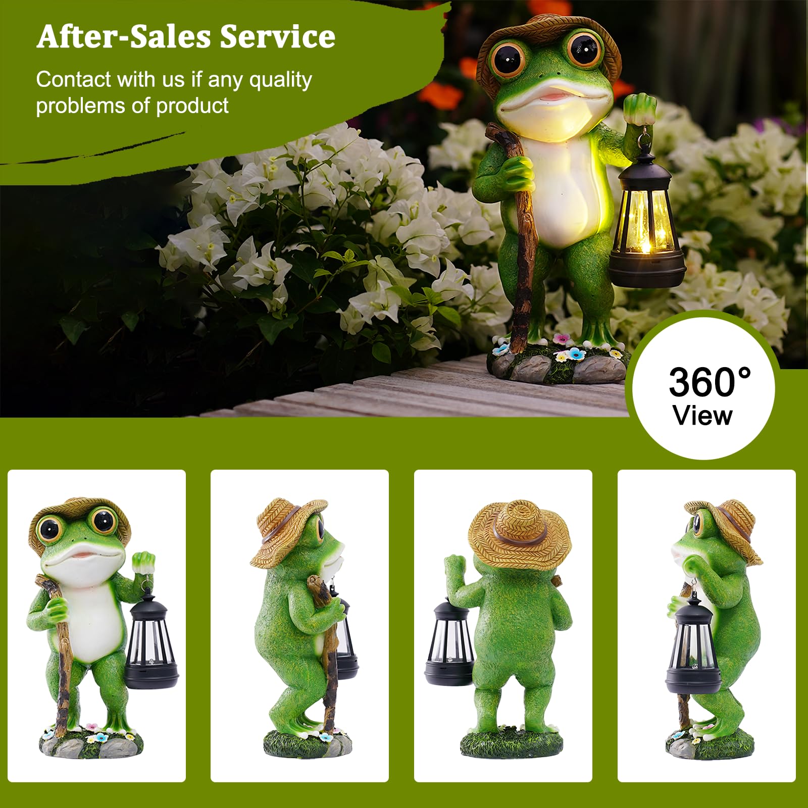Solar Frog Garden Statue with Lantern