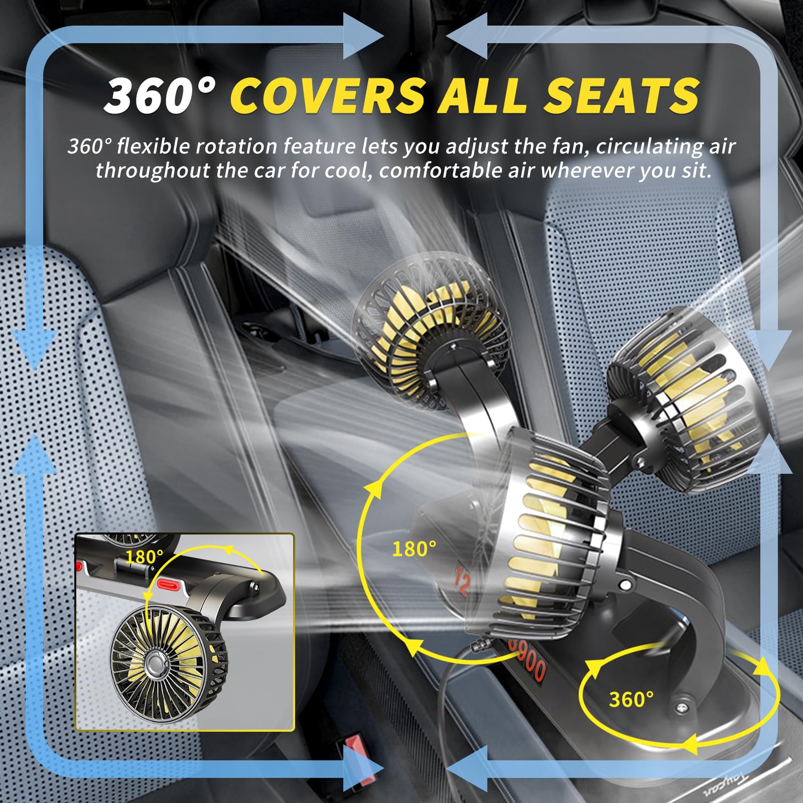 Portable 3-Head Car Cooling Fan