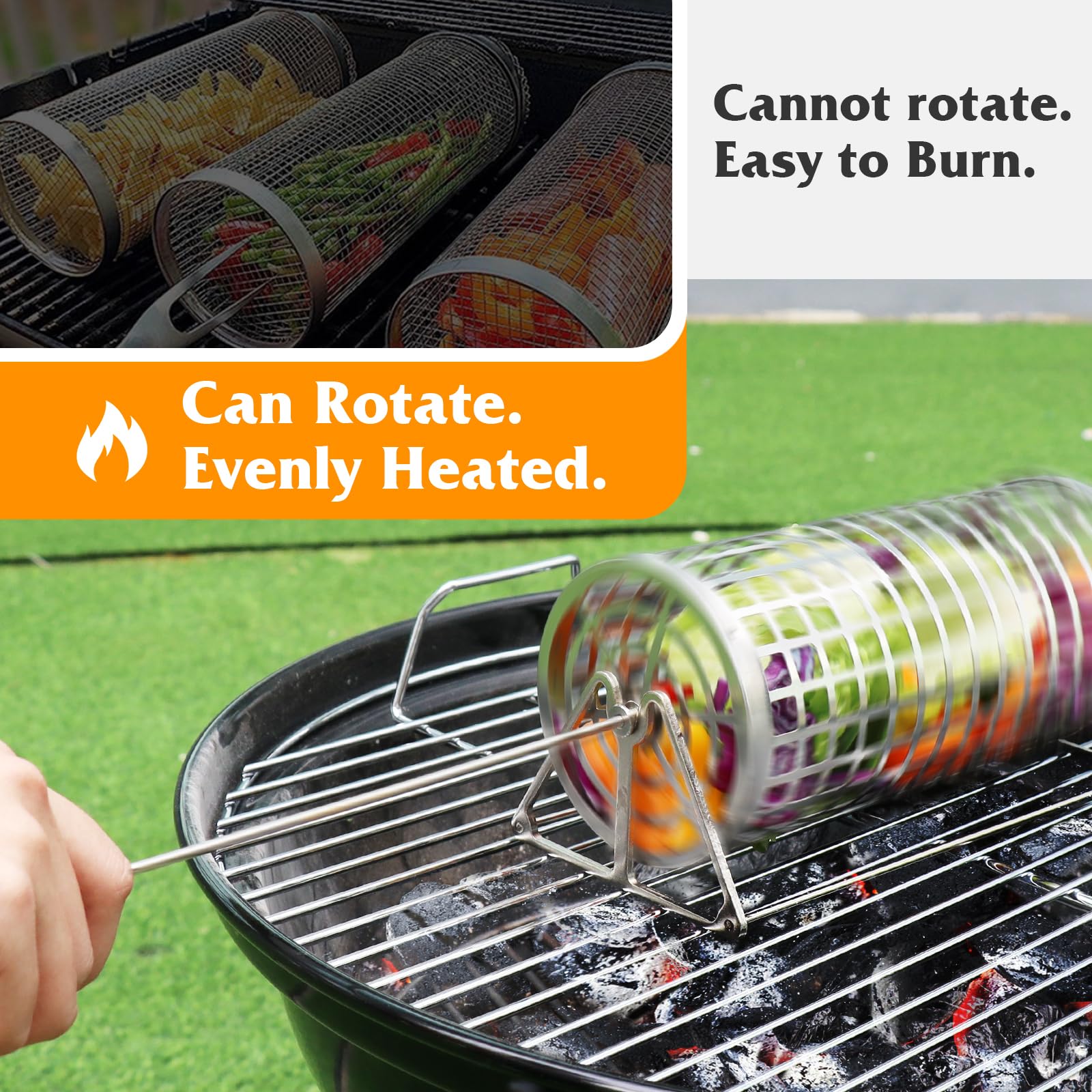 Rolling Grilling Baskets For Outdoor Grilling