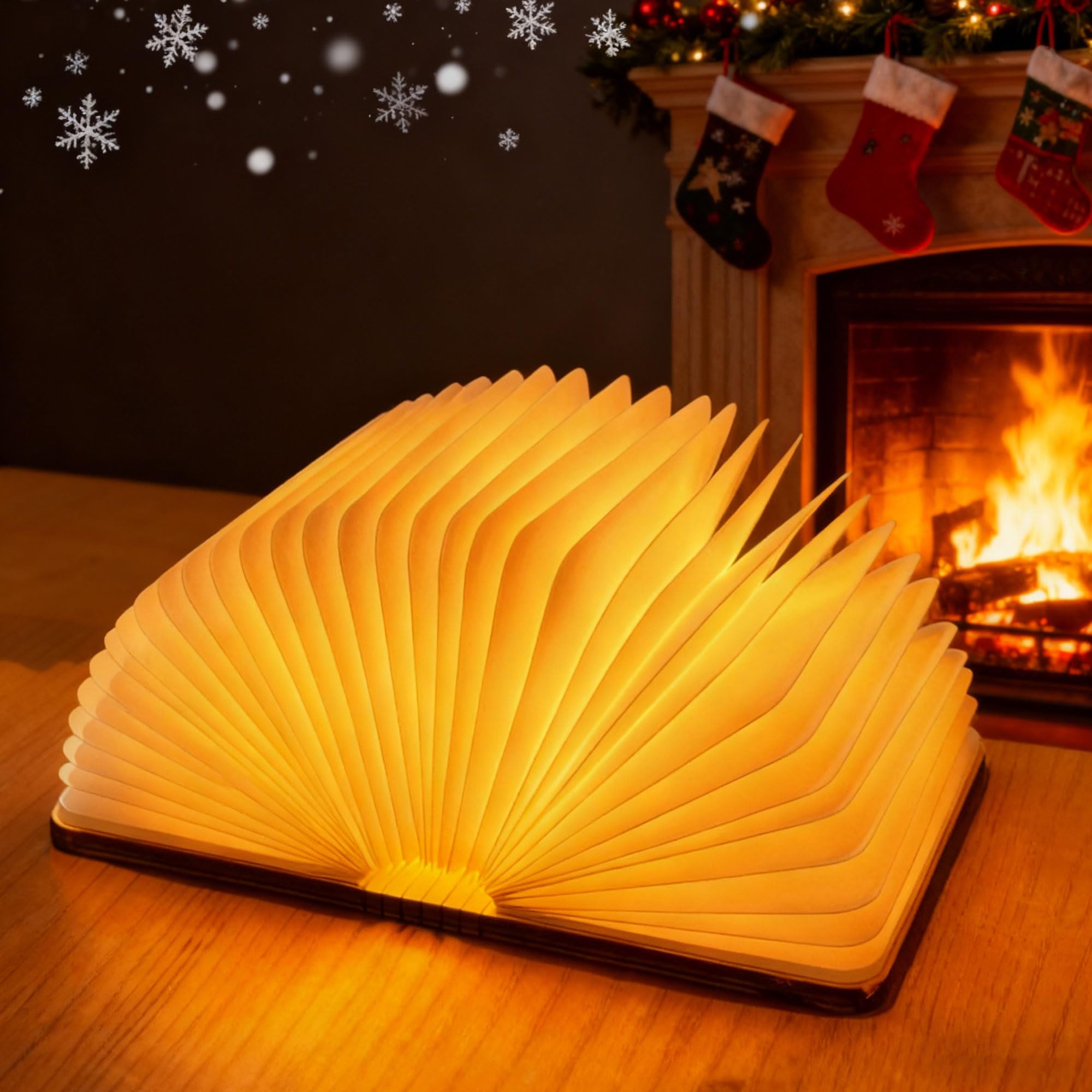 3 Colors Folding Wooden Book Lamp