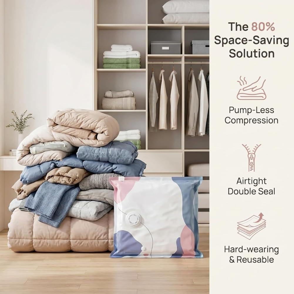 💨No‑pump Vacuum Storage Bags