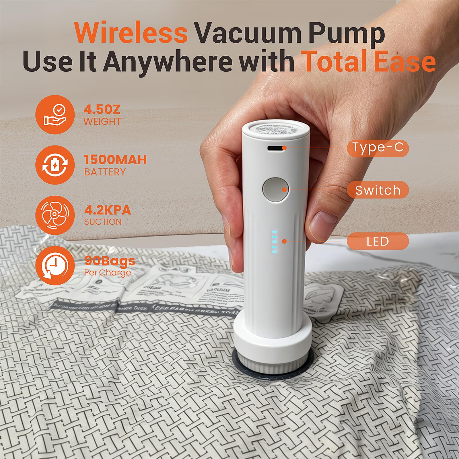 Vacuum Bags for Travel with Electric Pump – 15 Pack 3 Sizes Compression Bags