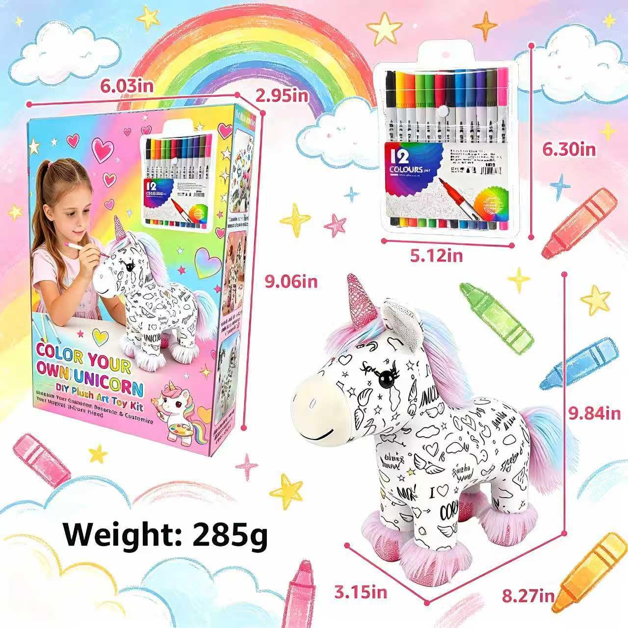 DIY Color-In Unicorn Plush Toy Kit