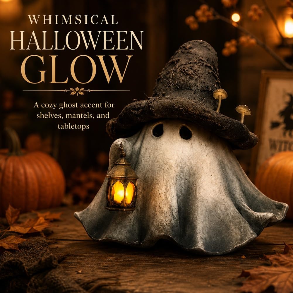 Witch Hat Mushroom Ghost Lantern Halloween Bookshelf Ornament