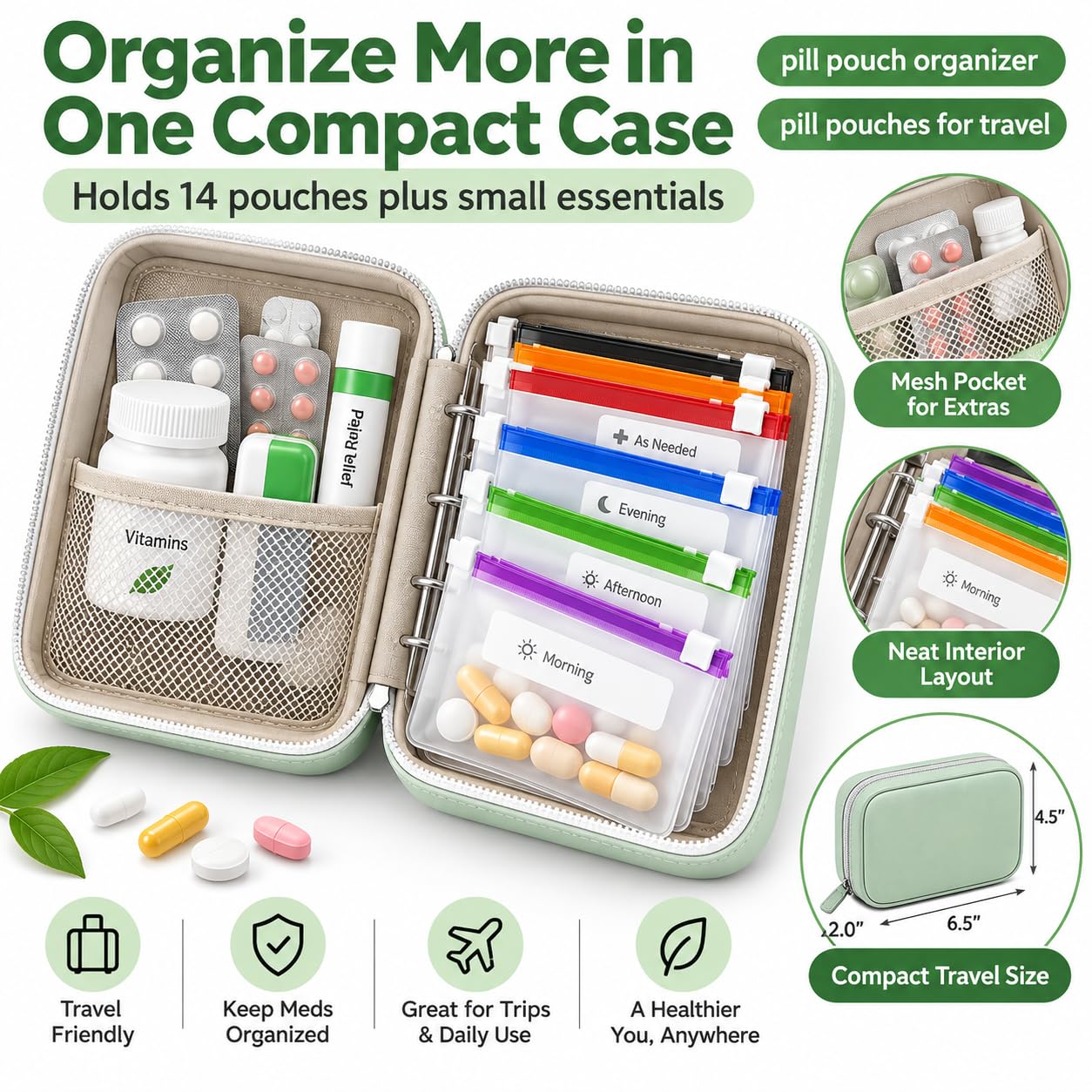 💊2-Week Travel Pill Organizer Binder