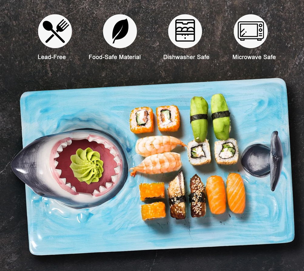 Leuke en stijlvolle serveerschaal met haaienthema