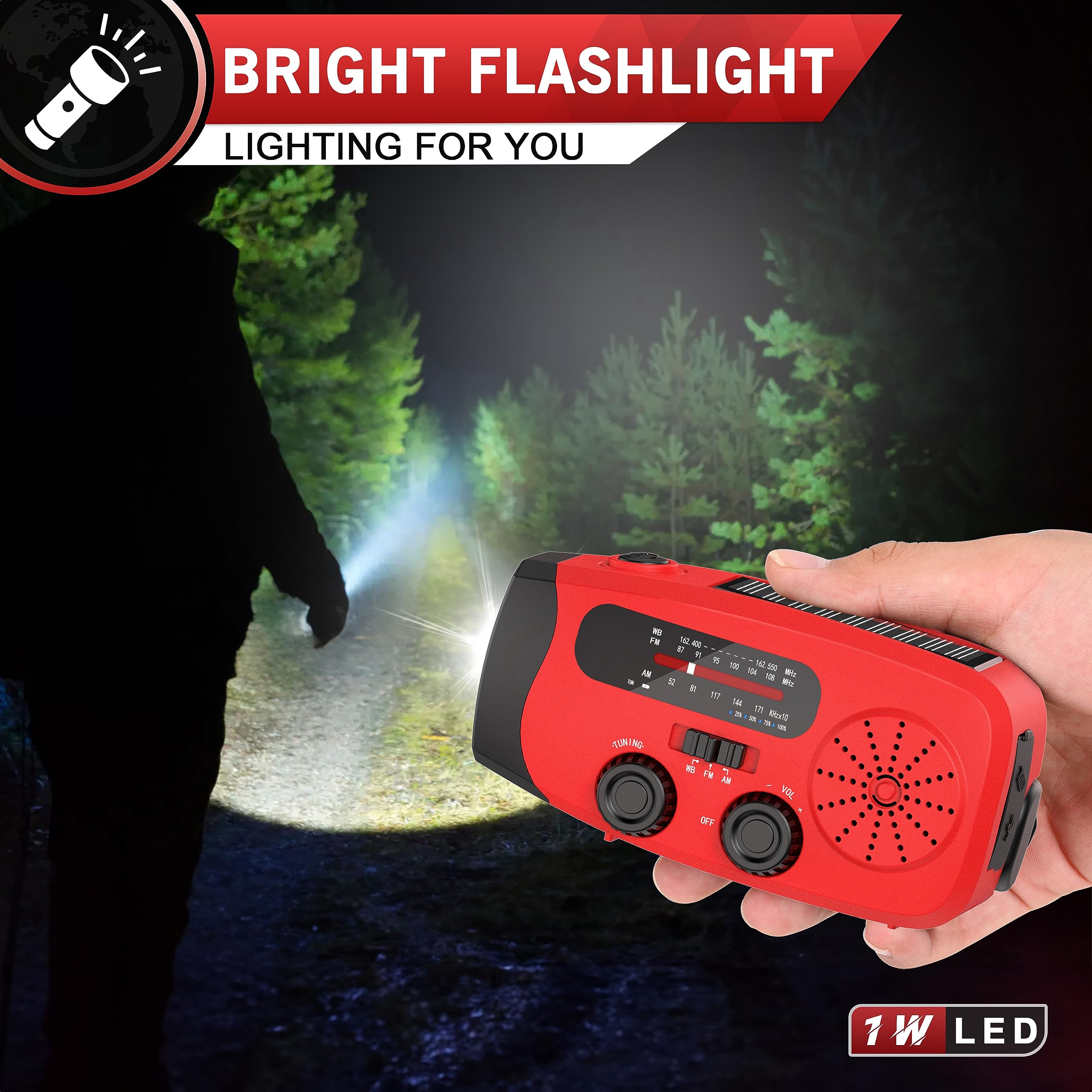 High Brightness Portable Hand Crank Solar Powered Flashlights