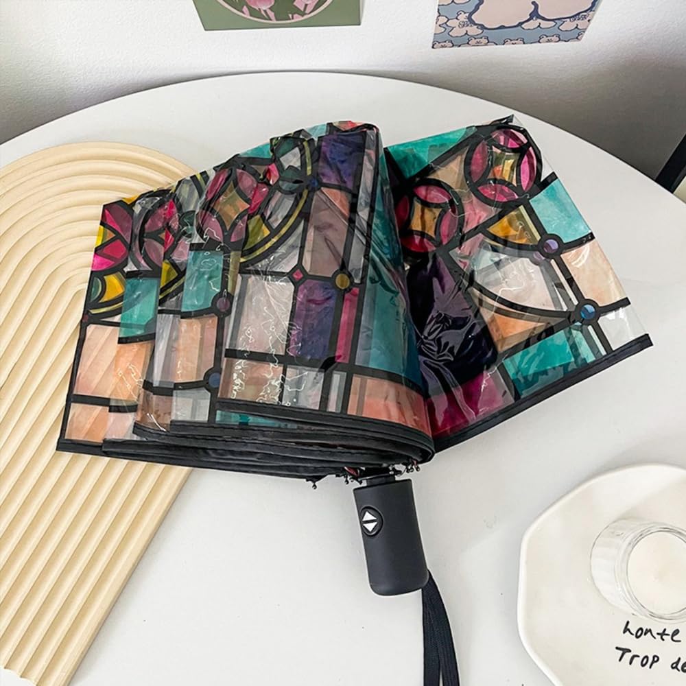 🔥Vintage Stained Glass Automatic Umbrella