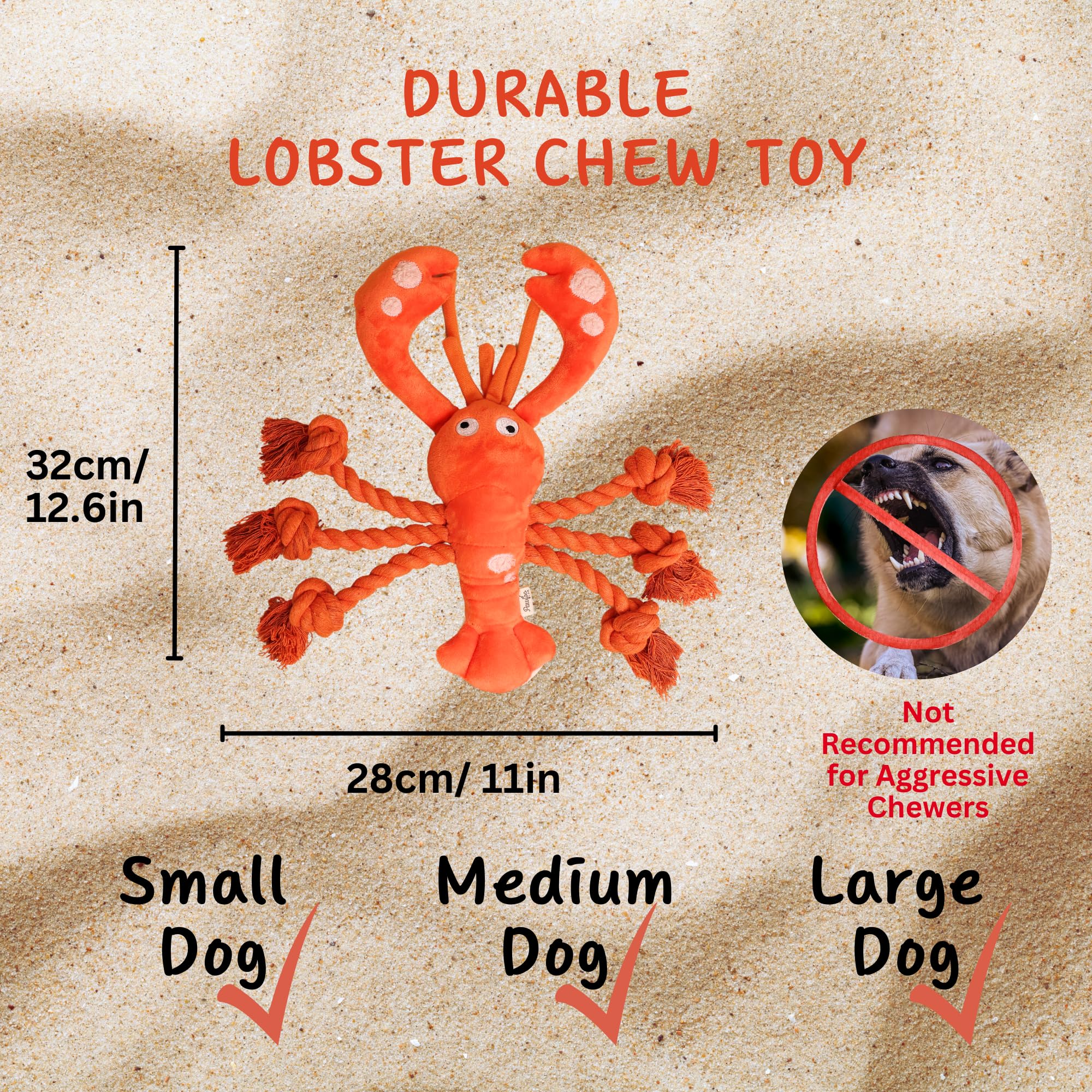 Lobster Dog Toys, Large Squeaky Plush Tug of War Dog Toys for Puppy, Small, Medium, Large Dogs