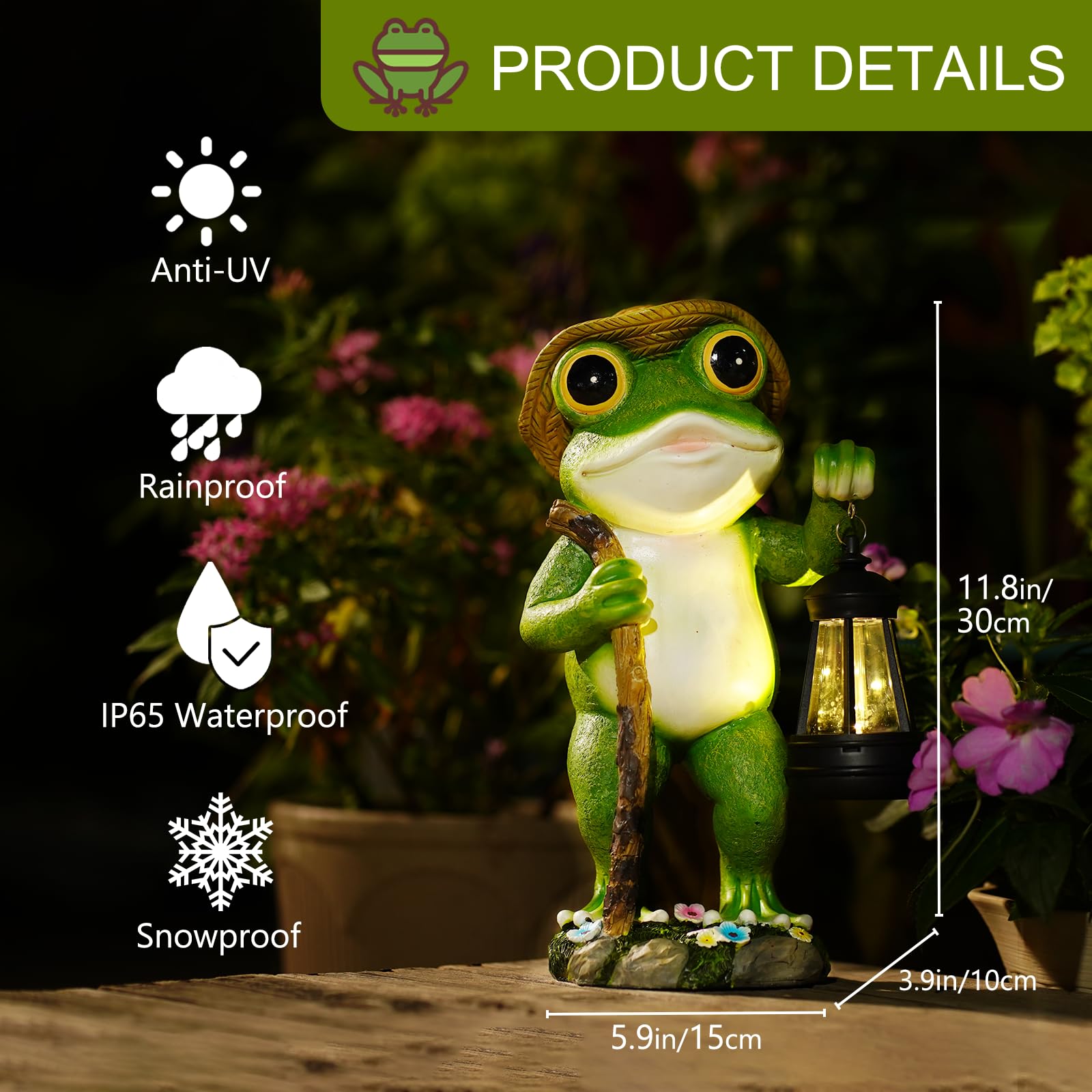 Solar Frog Garden Statue with Lantern