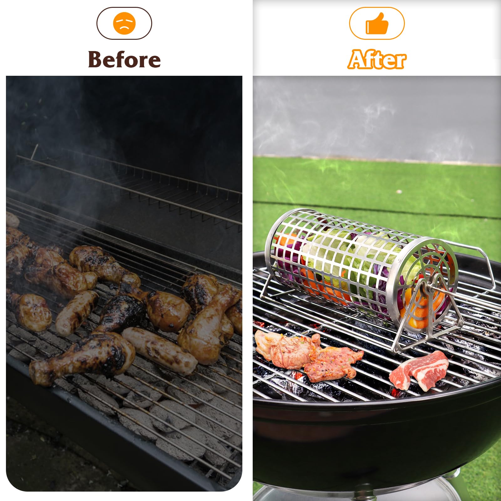 Rolling Grilling Baskets For Outdoor Grilling