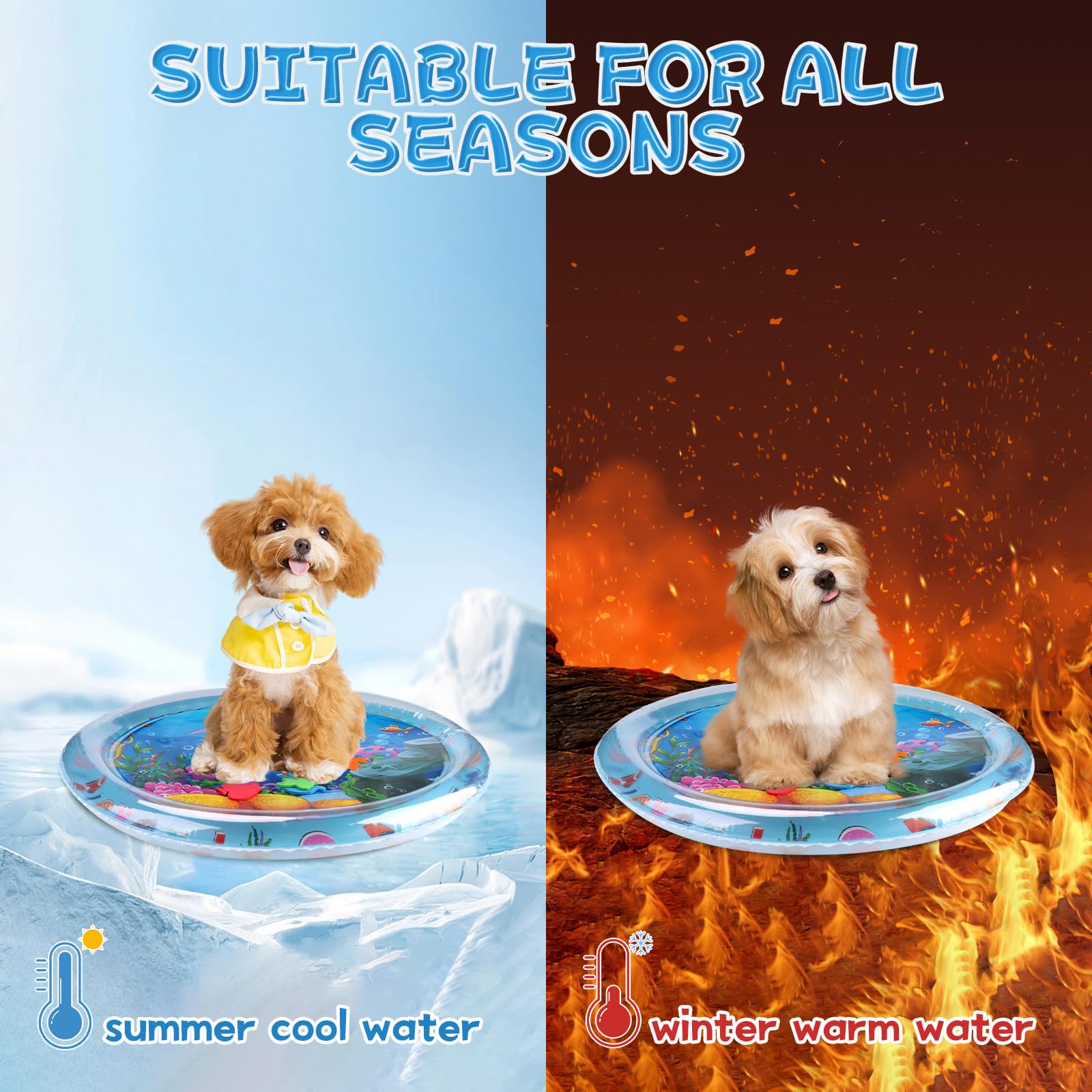 2025 New Thickened Summer Pets Cooling Water Sensory Play Mat for Cats Dog