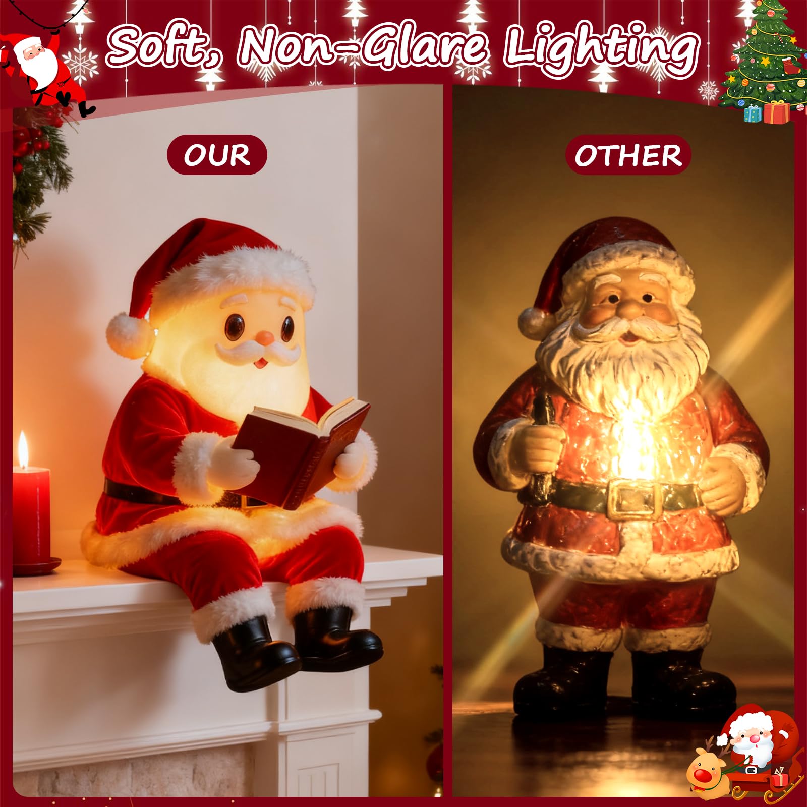 Santa Claus Reading Book Lamp Decorative