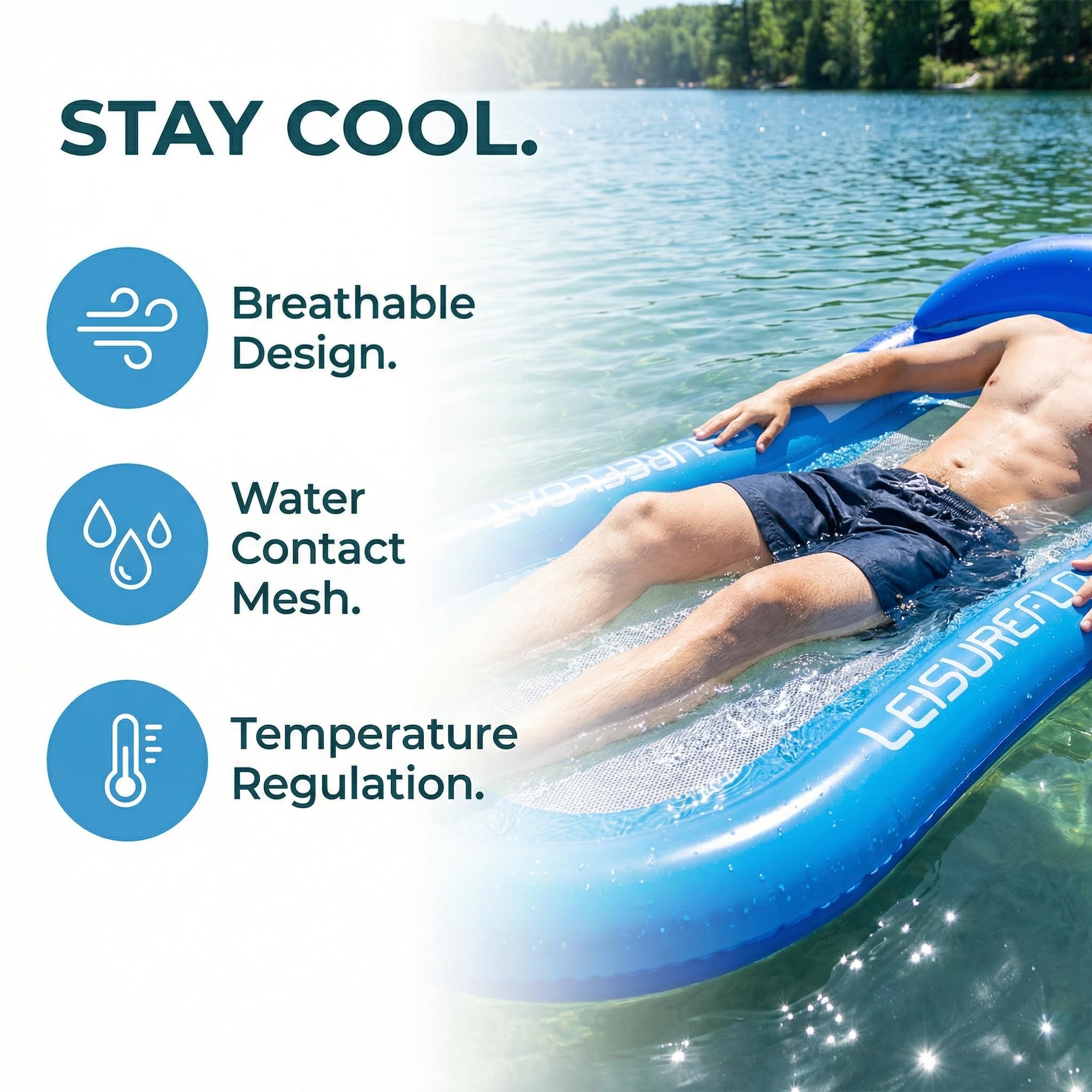 Inflatable Pool Float Adult With Headrest