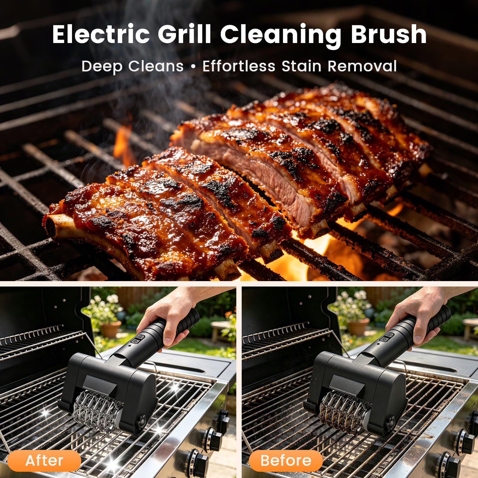 🔥 Bristle-Free Electric Grill Cleaning Brush
