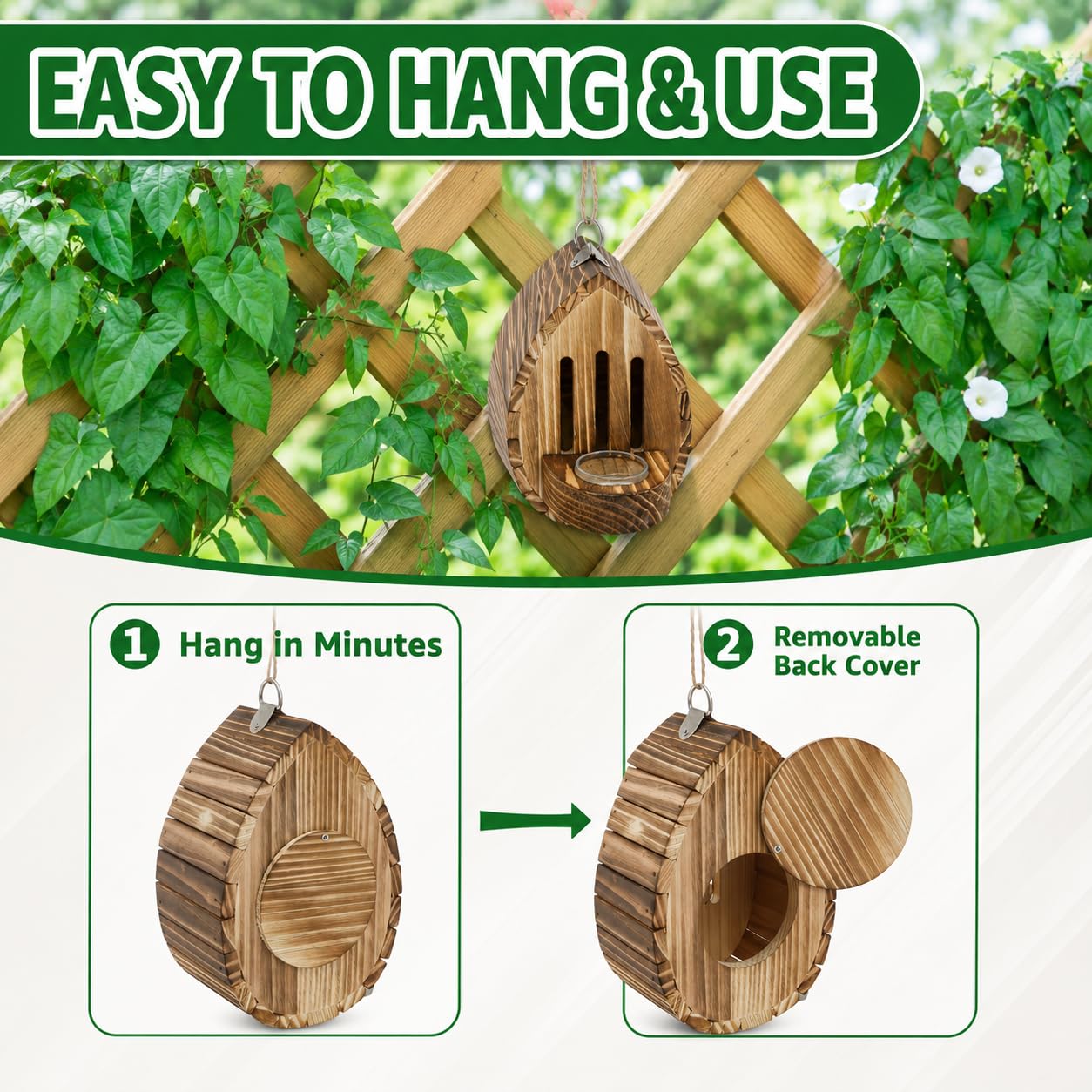 🦋Teardrop Shaped Wooden Butterfly House for Outdoor Garden
