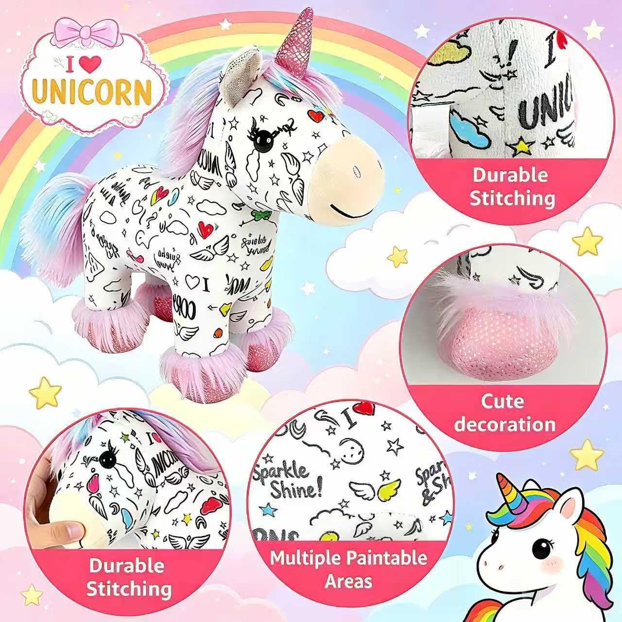 DIY Color-In Unicorn Plush Toy Kit