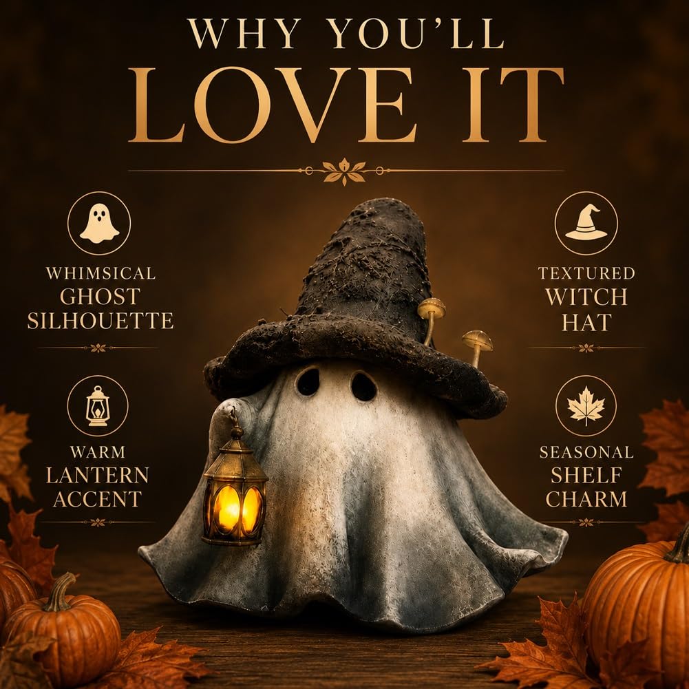 Witch Hat Mushroom Ghost Lantern Halloween Bookshelf Ornament