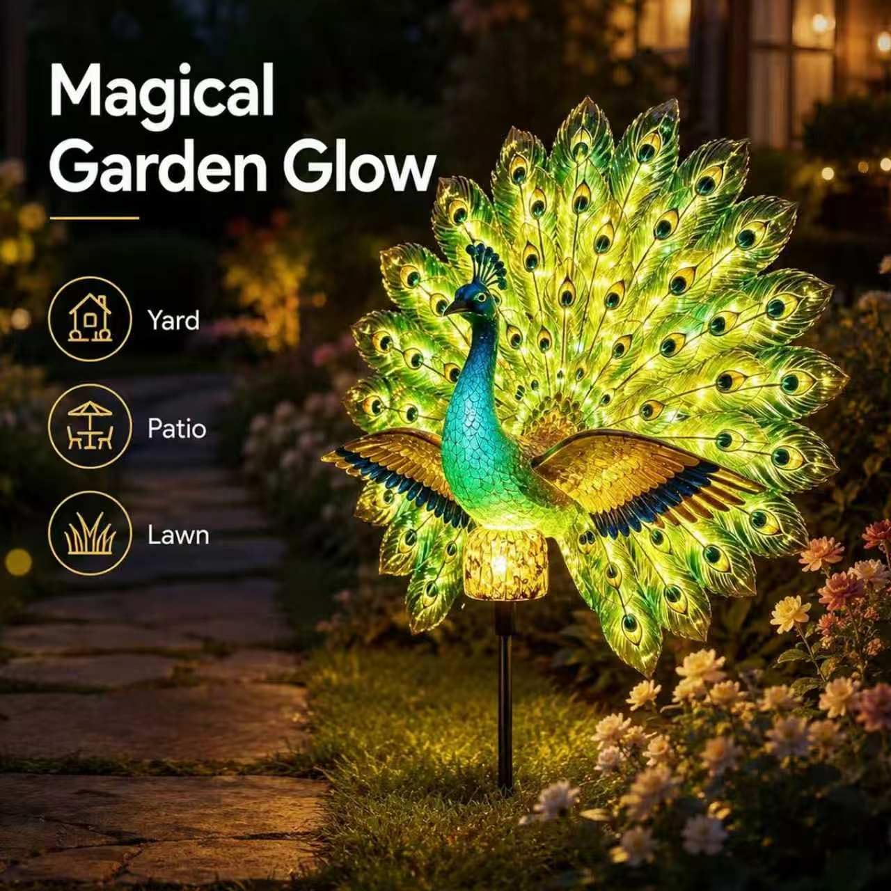 🦚Solar Peacock Garden Sculpture