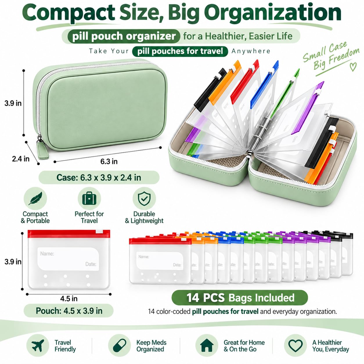 💊2-Week Travel Pill Organizer Binder